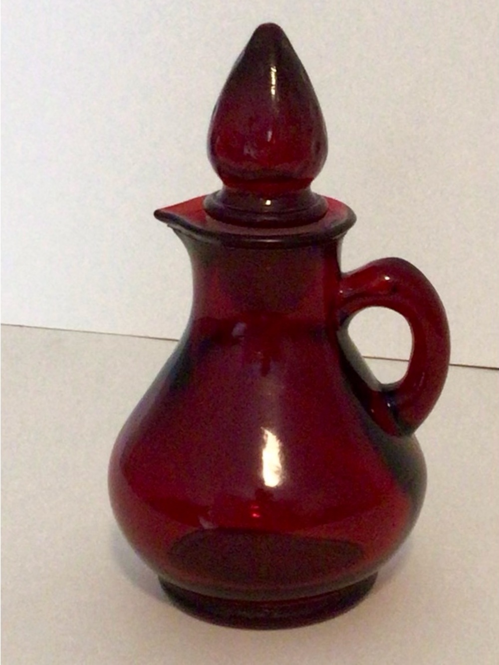 Vintage Avon Ruby Red Glass Cruet, Strawberry Empty Bath Foam Decanter container